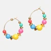 1980s Rainbow Bead Hoop Earrings