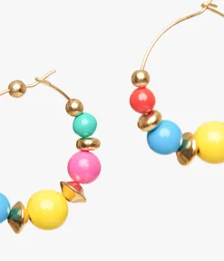 1980s Rainbow Bead Hoop Earrings