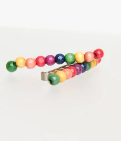 1980s Rainbow Beaded Barrette Set