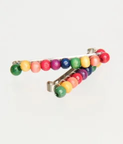 1980s Rainbow Beaded Barrette Set