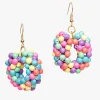 1980s Rainbow Wooden Bead Circle Earrings
