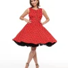 1950s Red & Black Polka Dot Fit & Flare Dress