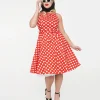 1950s Red & White Polka Dot Cotton Swing Dress