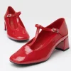 1920s Red Patent Leatherette T-Strap Heels