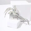 1920s Silver & Rainbow Rhinestone Butterfly Tiara Hair Comb