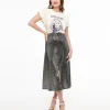 1970s Silver Boogie Night Midi Skirt