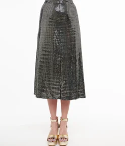1970s Silver Boogie Night Midi Skirt