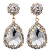 1920s Silver Rhinestone Teardrop Dangle Earrings