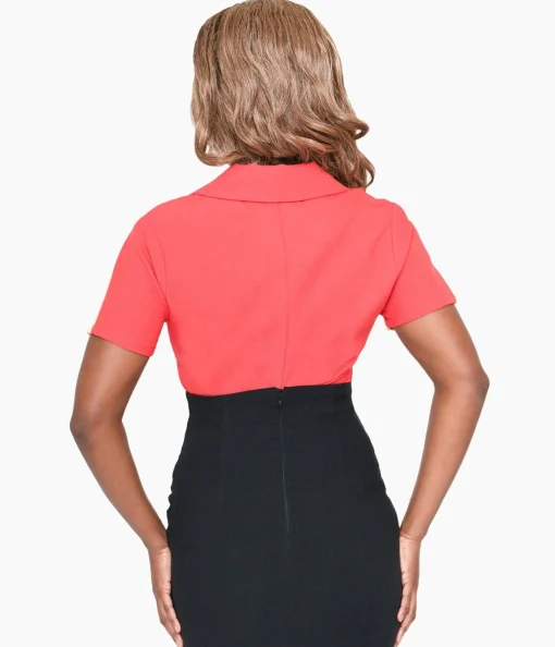 1940s Style Tri-Tone Short Sleeve Work Blouse