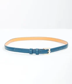 1950s Teal Skinny Leatherette Belt