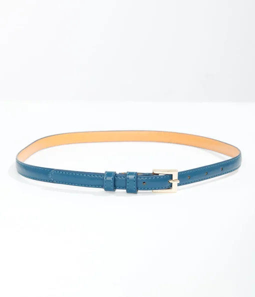 1950s Teal Skinny Leatherette Belt