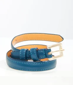 1950s Teal Skinny Leatherette Belt