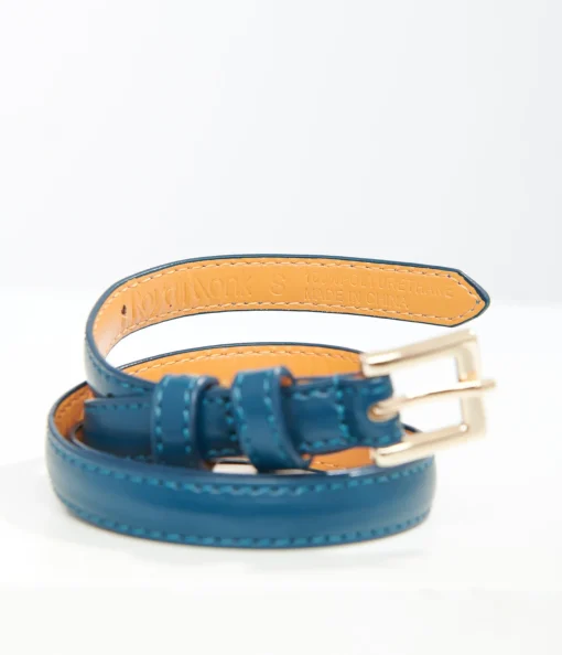 1950s Teal Skinny Leatherette Belt