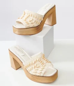 1970s White Beaded Crochet Glenn Platform Heels