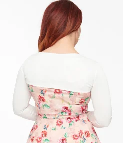 1950s White Long Sleeve Bolero Sweater