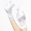 1950s White Satin Wrist Length Gloves