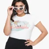 1950s White Summer Time Fitted Graphic Tee