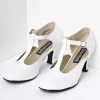 1920s White T-Strap Mary Jane Kitten Heels