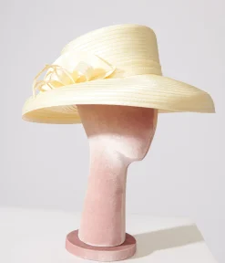1950s Yellow Satin Ribbon Hat