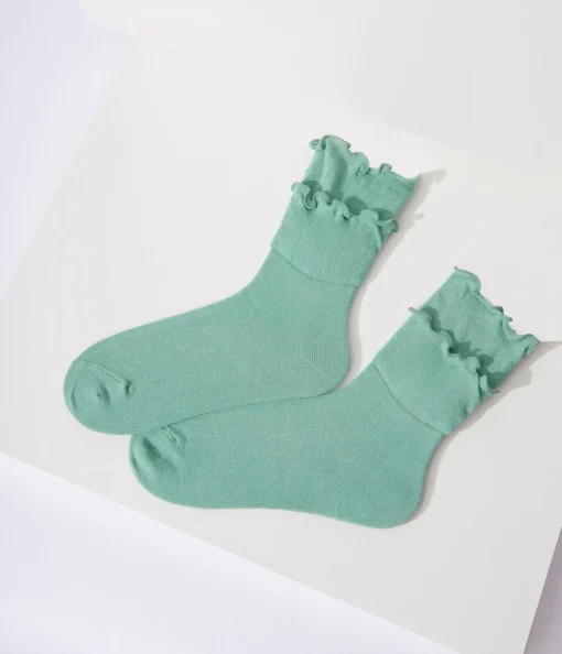 Sea Green Frill Crew Socks