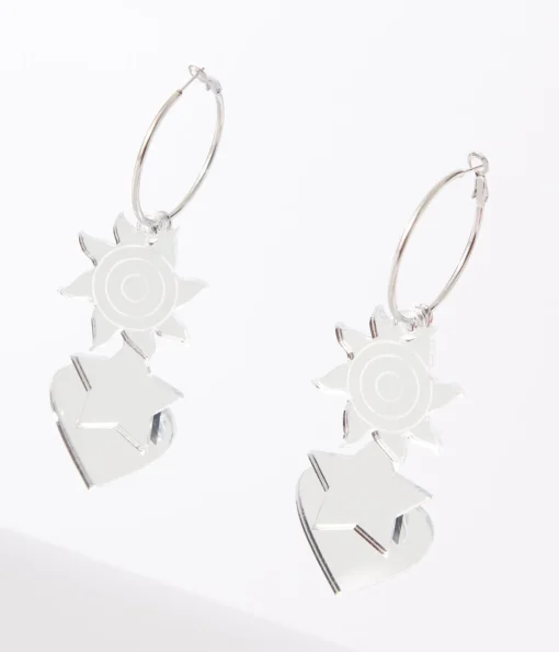 Silver Mirror Acrylic Magic Hoop Earrings