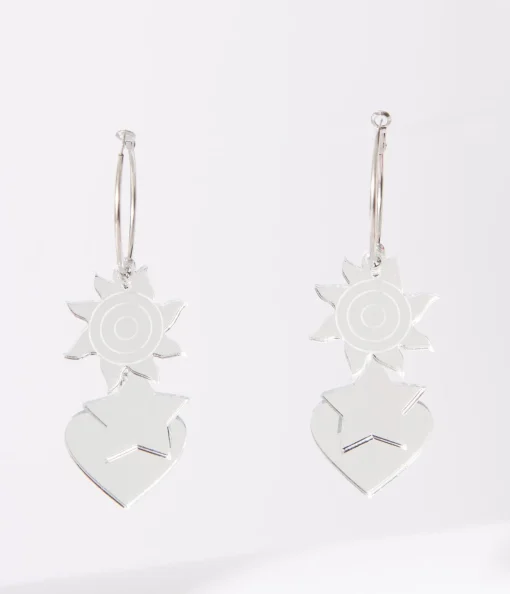 Silver Mirror Acrylic Magic Hoop Earrings