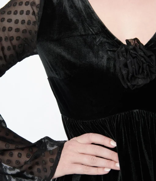 Smak Parlour Black & Clip Dot Aura Babydoll Dress