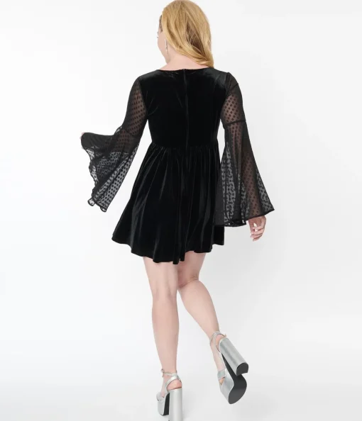 Smak Parlour Black & Clip Dot Aura Babydoll Dress