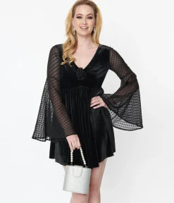 Smak Parlour Black & Clip Dot Aura Babydoll Dress