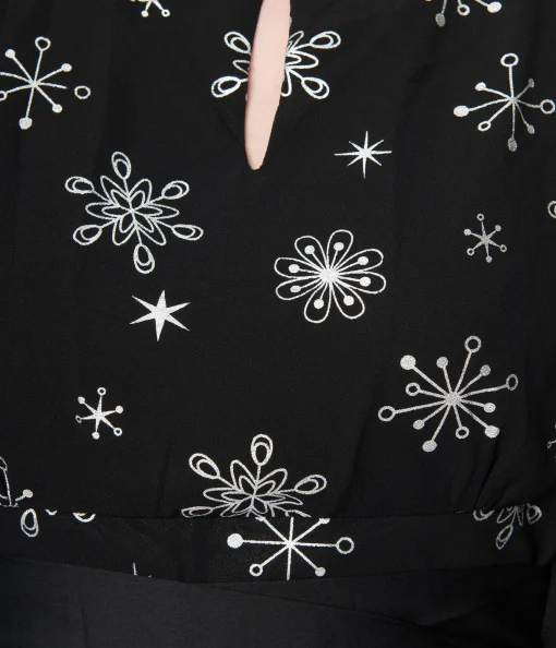 Smak Parlour Black & Silver Snowflake Social Climber Caftan
