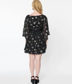 Smak Parlour Black & Silver Snowflake Social Climber Caftan