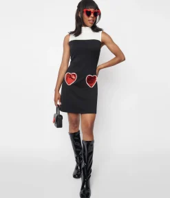 Smak Parlour Black & White Sequin Heart Haute Gossip Mini Dress