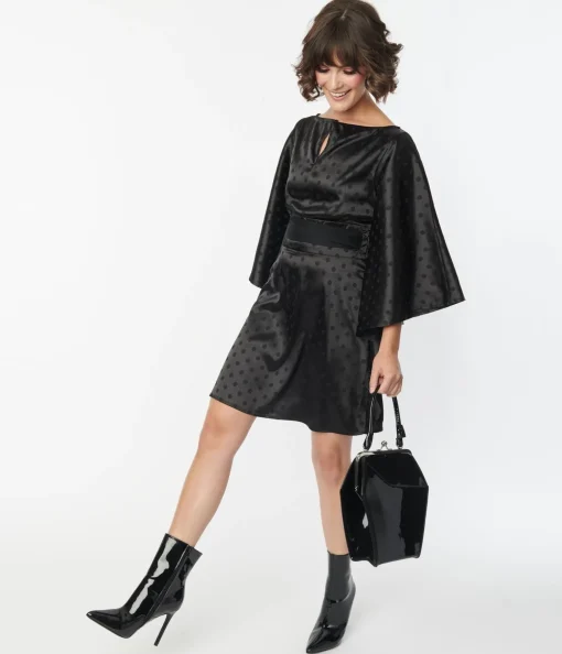 Smak Parlour Black Damask Dot Social Climber Caftan