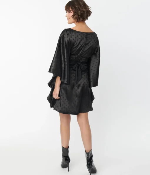 Smak Parlour Black Damask Dot Social Climber Caftan