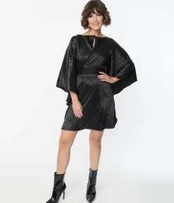 Smak Parlour Black Damask Dot Social Climber Caftan