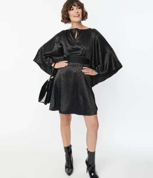 Smak Parlour Black Damask Dot Social Climber Caftan