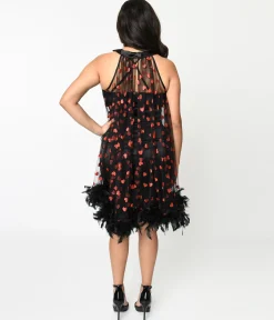 Smak Parlour Black Mesh & Glitter Hearts Organza Dress