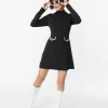 Smak Parlour Black Mock Turtleneck Fit & Flare Dress
