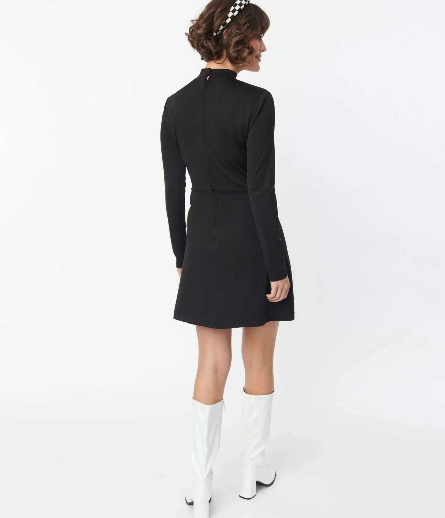 Smak Parlour Black Mock Turtleneck Fit & Flare Dress