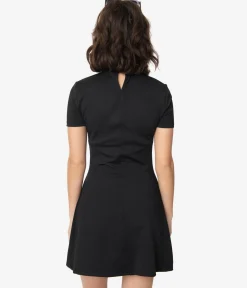 Smak Parlour Black Mock Turtleneck Wave Maker Mini Dress