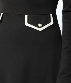 Smak Parlour Black Mock Turtleneck Fit & Flare Dress