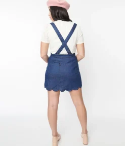 Smak Parlour Denim Blue Suspender Mini Skirt