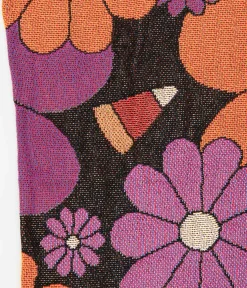 Smak Parlour Groovy Pumpkin Floral Fringe Blanket