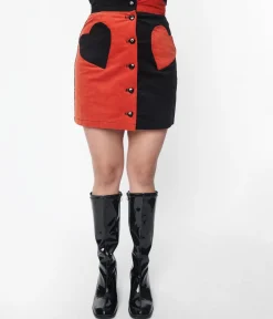 Smak Parlour Orange & Black Heart Match Game Mini Skirt
