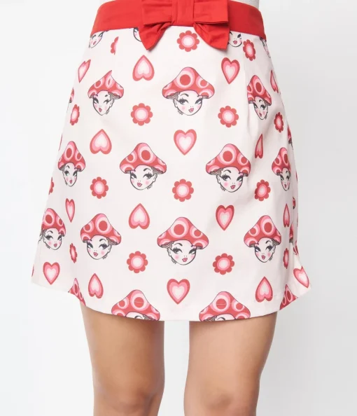 Smak Parlour Pink & Red Madam Mushroom Mod Skirt