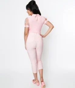 Smak Parlour Pink & White Gingham Capri Pants