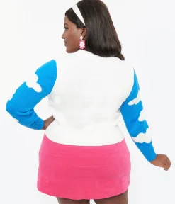 Smak Parlour Plus Size 1960s Blue & Rainbow Clouds Cardigan