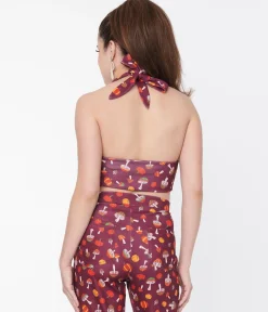Smak Parlour Purple Pumpkin & Mushrooms Feelin Groovy Crop Top