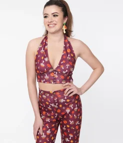 Smak Parlour Purple Pumpkin & Mushrooms Feelin Groovy Crop Top
