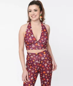Smak Parlour Purple Pumpkin & Mushrooms Feelin Groovy Crop Top